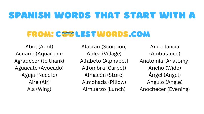 Spanish Words That Start With A